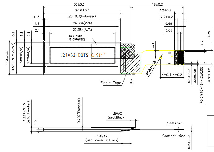 0.91 inch 128x64 Small OLED Display with RoHS Certificate (2)